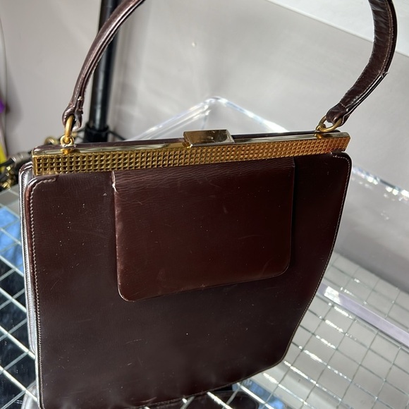 Bienen Davis Vintage Brown Leather Structured Snap Lock Closure Handbag - Picture 2 of 15